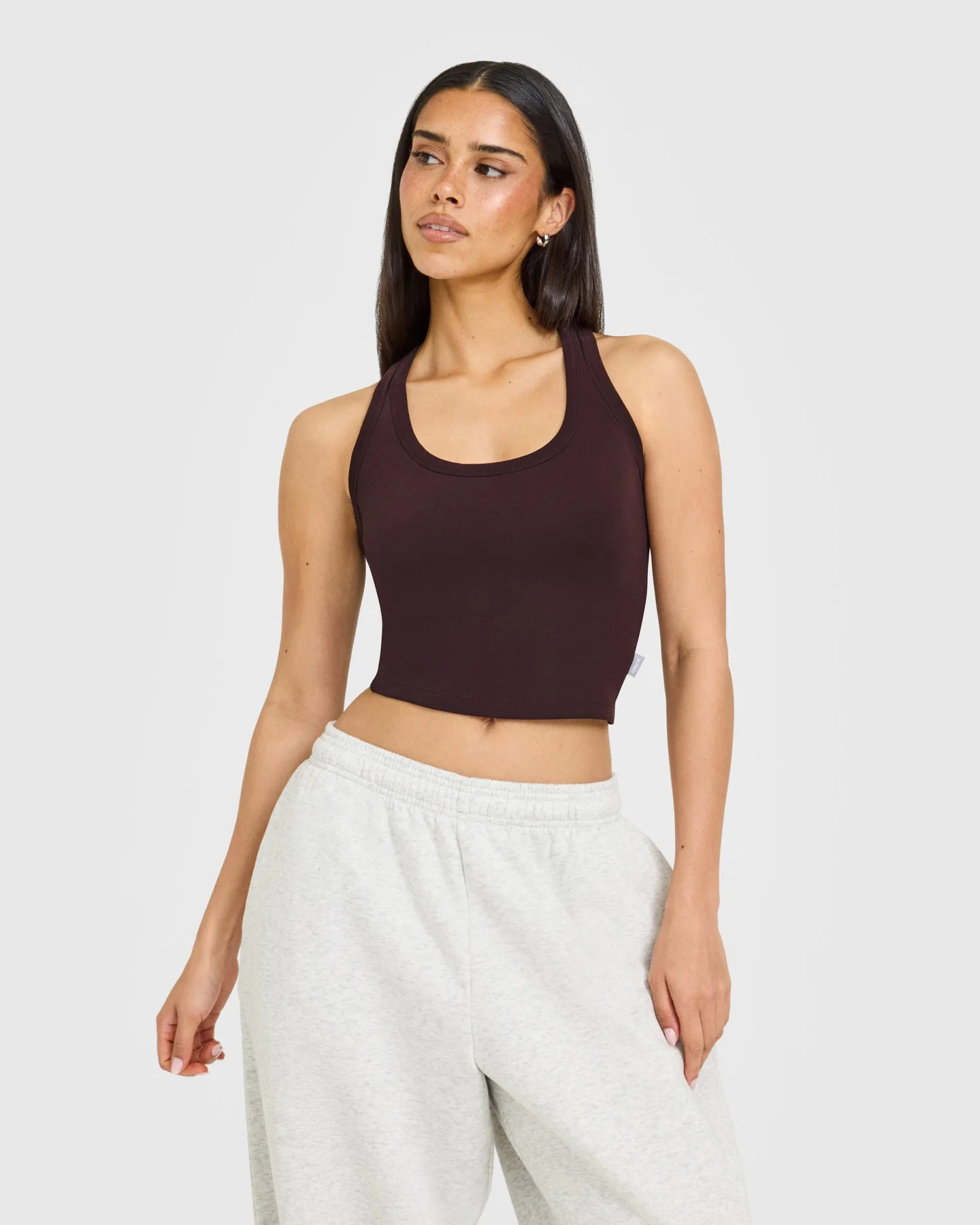 Cotton Fitted Mid Tank Top with Gray Logo
Plum Brown | Oner Active (UK / US)