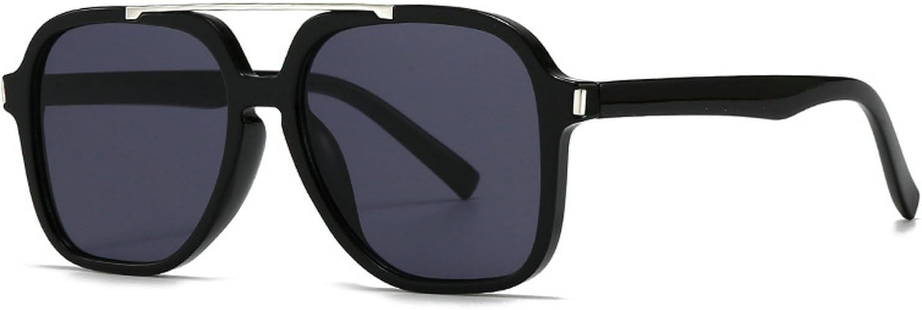 Fashion Pilot Sunglasses Women Retro Square Sunglasses Female Double Bridge 70s Shades UV Protect... | Amazon (US)