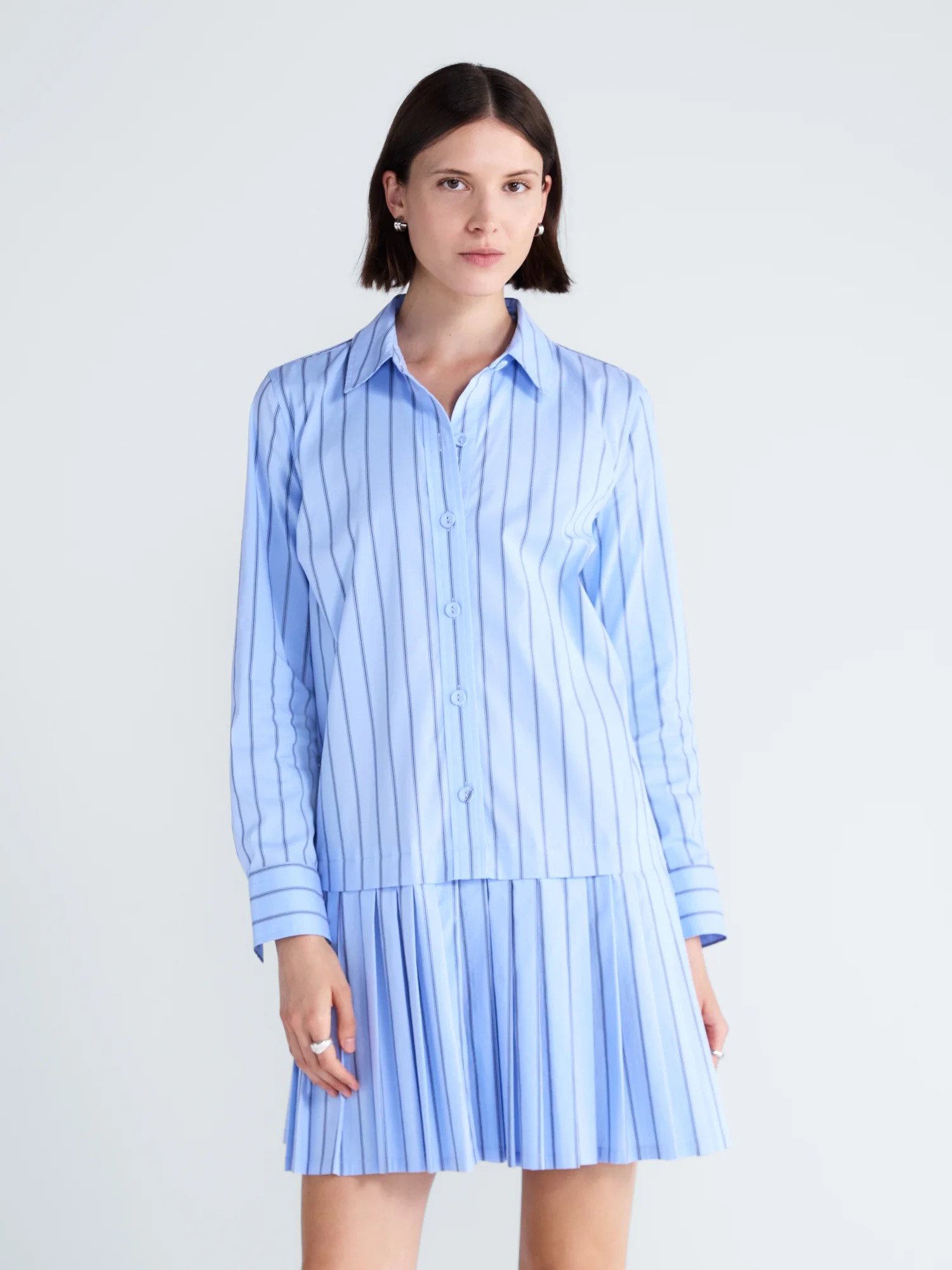 Free Assembly Women's and Women's Plus Striped Drop Waist Shirtdress with Long Sleeves, Sizes XS-4X - Walmart.com | Walmart (US)