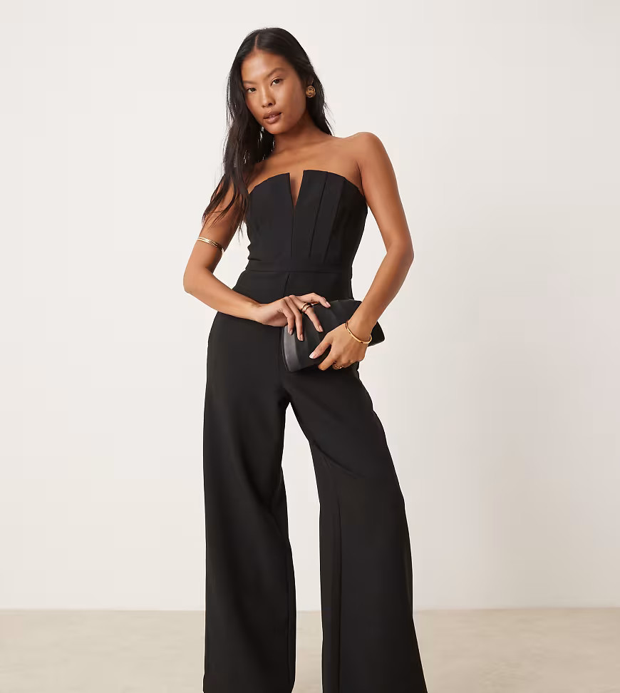 Forever New Petite bandeau corset jumpsuit in black | ASOS (Global)