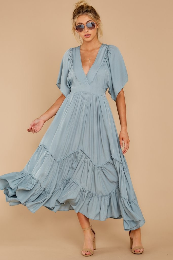 Never Austere Dusty Blue Midi Dress | Red Dress 