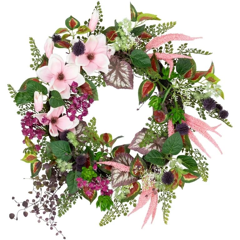 Succulent and Fern Artificial Spring Floral Wreath 24-Inch | Walmart (US)