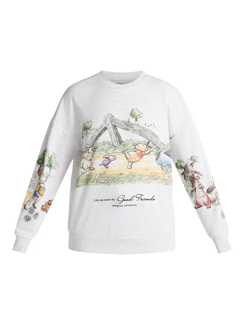Disney Women's Winnie the Pooh Graphic Sweatshirt with Long Sleeves, Sizes XXS-XXL | Walmart (US)