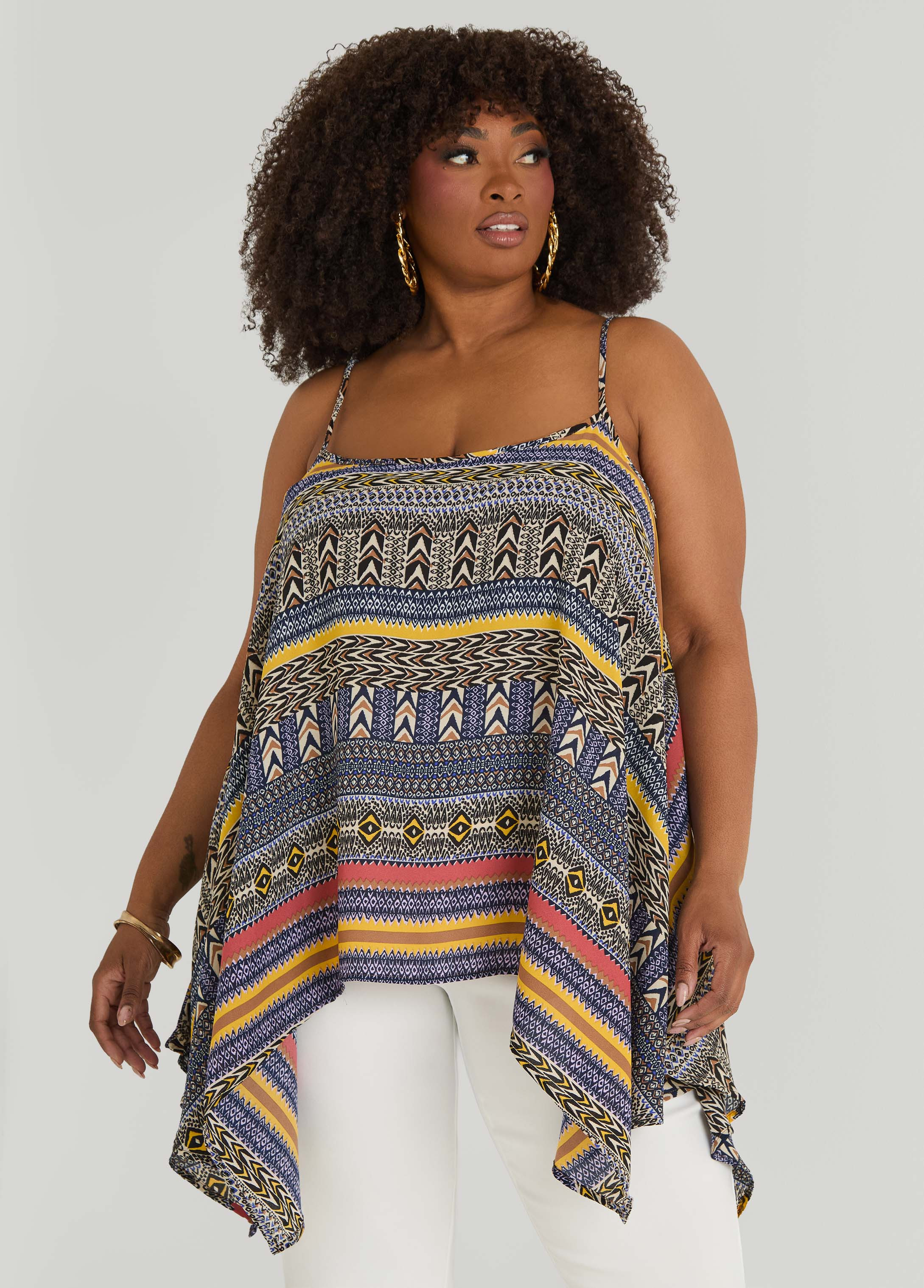 Printed Handkerchief Tank | Ashley Stewart