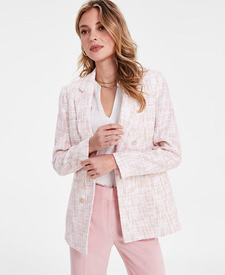 Bar III Women' s Tweed Faux Double-Breasted Blazer, Exclusively at Macy's - Macy's | Macy's