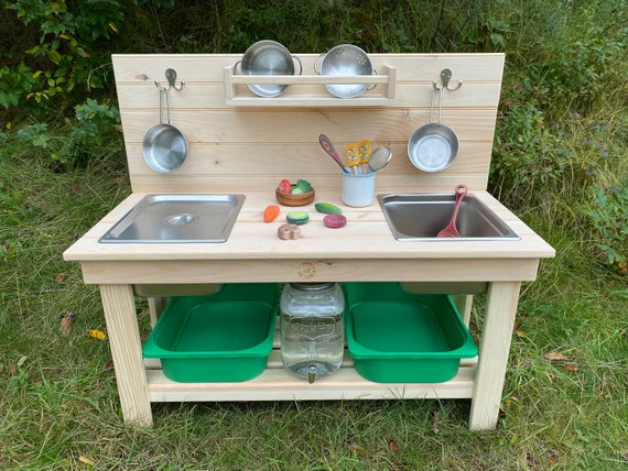 Sensory Play Mud Kitchen  Double Sink - Etsy | Etsy (US)