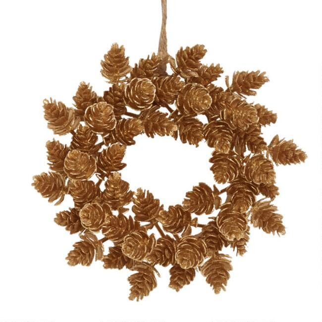 Mini Gold Faux Pinecone Wreath | World Market
