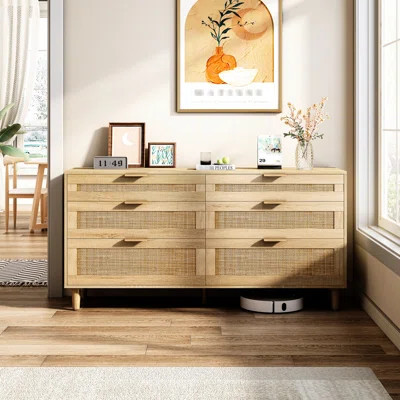 59" Dresser With 6 Drawers For Living Room - Simple Style, Smooth Drawer Movement, Reasonable Load Bearing, Safe Usage Storage Bedroom And Spacious, C | Wayfair North America