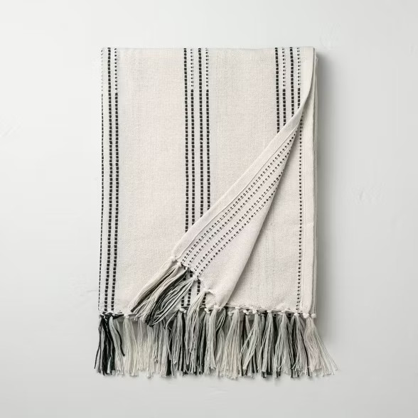 Stitch Stripes Summer Fringe Throw Black/White - Hearth & Hand™ with Magnolia | Target