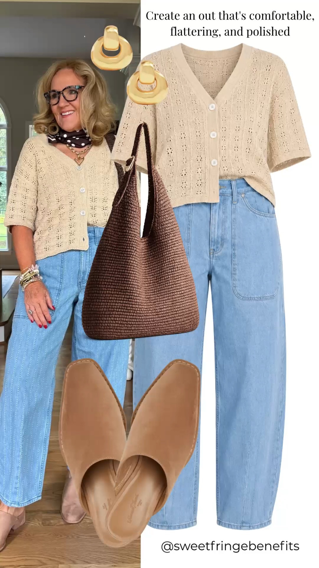This lightweight cardigan and barrel jeans make the perfect everyday outfit. Comfortable, flattering, and polished enough for lunch with friends, shopping, or casual weekends. Everything pairs effortlessly for a wardrobe you'll reach for again and again.

💡 LTK MADE EASY
❤️ Heart = Support my posts!
🔖 Save = Get sale & restock alerts
📋 Lists = Keep favorites organized
📲 Share = Send lists and products to a friend. Hello, Christmas List!
💬 Comment = Ask me anything about what I'm wearing.:-)

#LTKootd #LTKOver40 #LTKdayinmylife