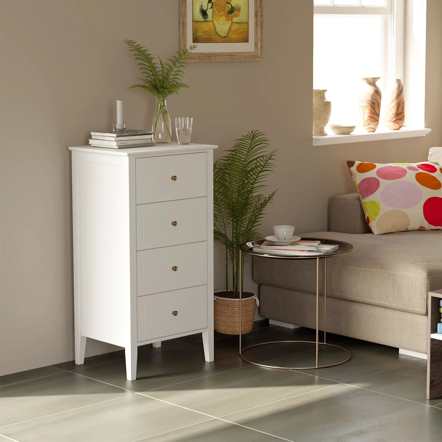 Homfa 4 Drawers Dresser, Modern Nightstand for Bedroom Livingroom, White | Walmart (US)