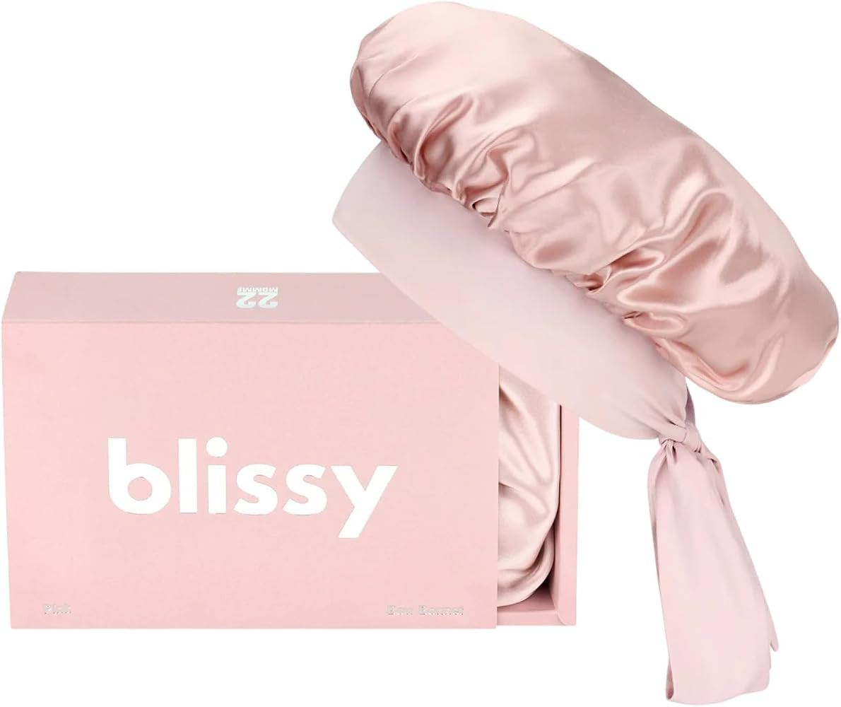 BLISSY 100% Mulberry Silk Bonnet for Sleeping Women, 22 Momme Adjustable Bow-Tie Hair Bonnet for ... | Amazon (US)