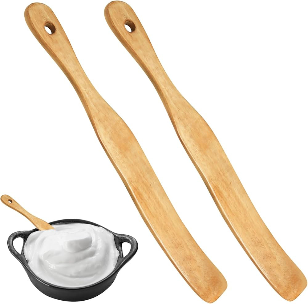 2Pcs Wooden Spatula for Cooking, Sourdough Spurtles Kitchen Tools Wooden Spurtle Spatula Dough St... | Amazon (US)