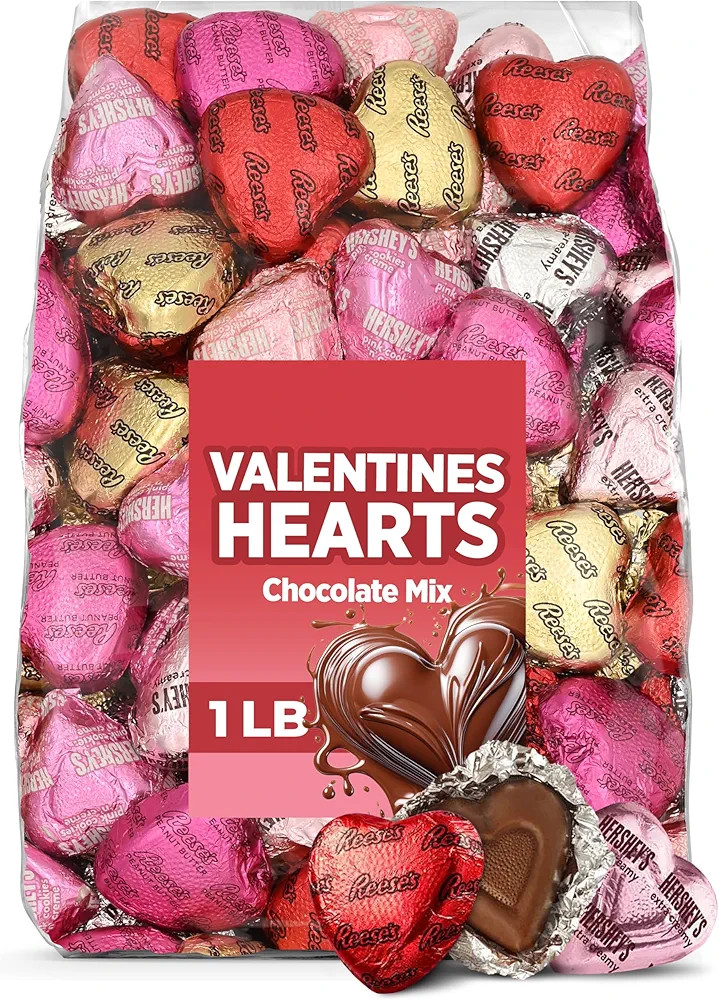 Valentine’s Day Milk Chocolate Hearts – Peanut Butter, Cookies & Cream, Extra Creamy | 1 lb B... | Amazon (US)