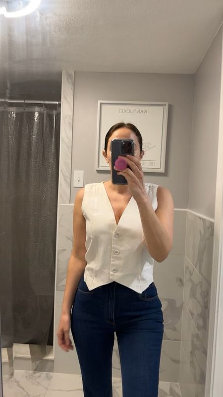 Amazon linen vest for spring and summer! Size down 