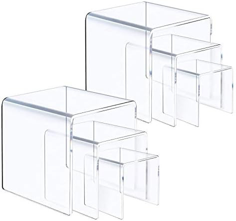 ANDGOO Display Risers, Clear Acrylic Showcase Collectibles Display Stands for Jewelry Funko Pop F... | Amazon (US)