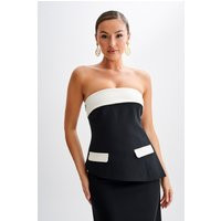 Micah Contrast Suiting Strapless Top - Black | MESHKI US
