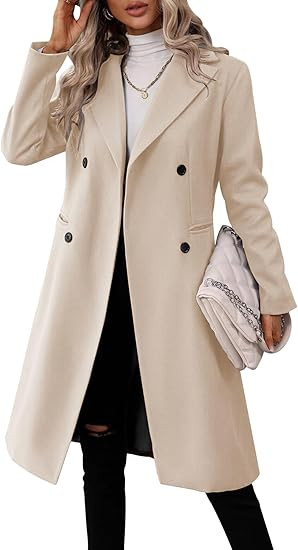 Danedvi Womens Long Double Breasted Coats Lapel Collar Pea Coat Winter Slim Fit Jackets Trench Co... | Amazon (US)