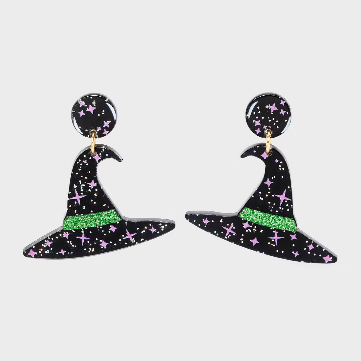 Halloween Witch Hat Earrings - Black/Green/Pink | Target