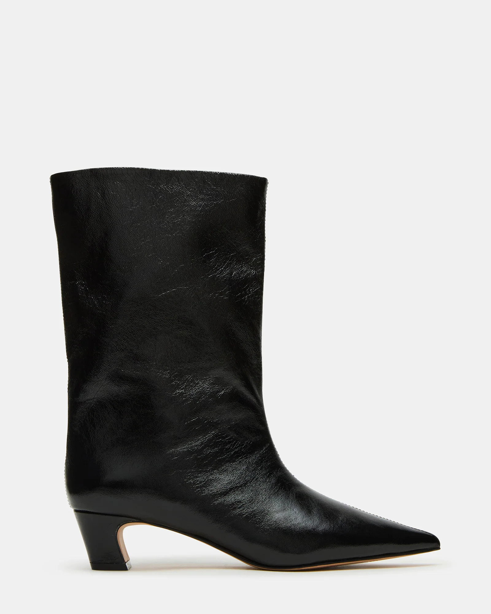 LYTTON Black Patent Pointed-Toe Kitten Heel Women's Ankle Boot | Steve Madden (US)