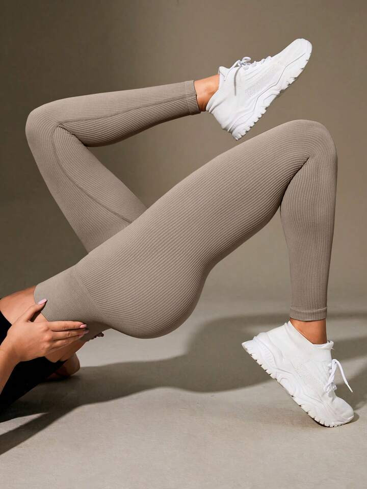 Yoga Basic Sem Costura Cintura Larga Legging Esportiva | SHEIN
