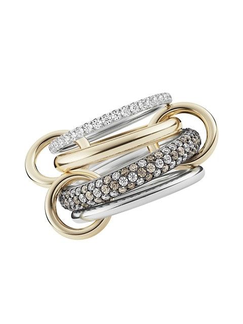 Vega 18K Yellow Gold, Sterling Silver, Black Rhodium-Plated & Tri-Tone Diamond Ring | Saks Fifth Avenue