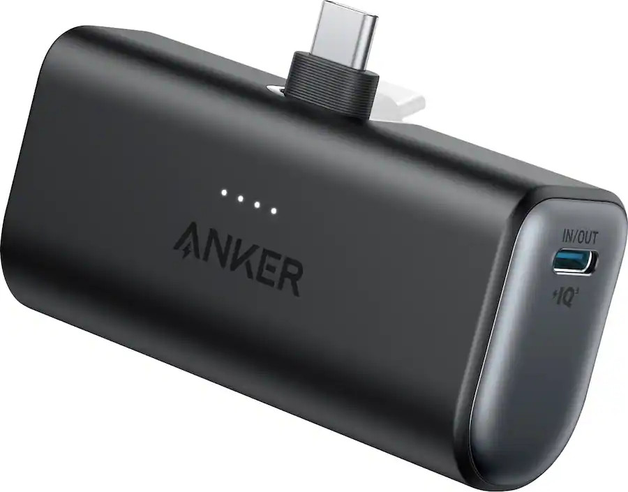 Anker - Nano Power Bank (5,000mAh, 22.5W) w/ Built-in Foldable USB-C Connector - Black | Best Buy U.S.