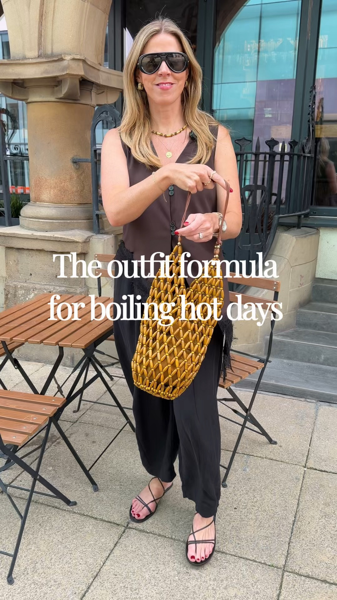 Heatwave loose and chic outfit. 

Use Code: SALLY15OFF for 15% off full priced styles at checkout with Soru Jewellery. 

Zara look, black barrel leg trousers, wooden beaded bag.

#LTKuk #LTKsummer #LTKstyletip