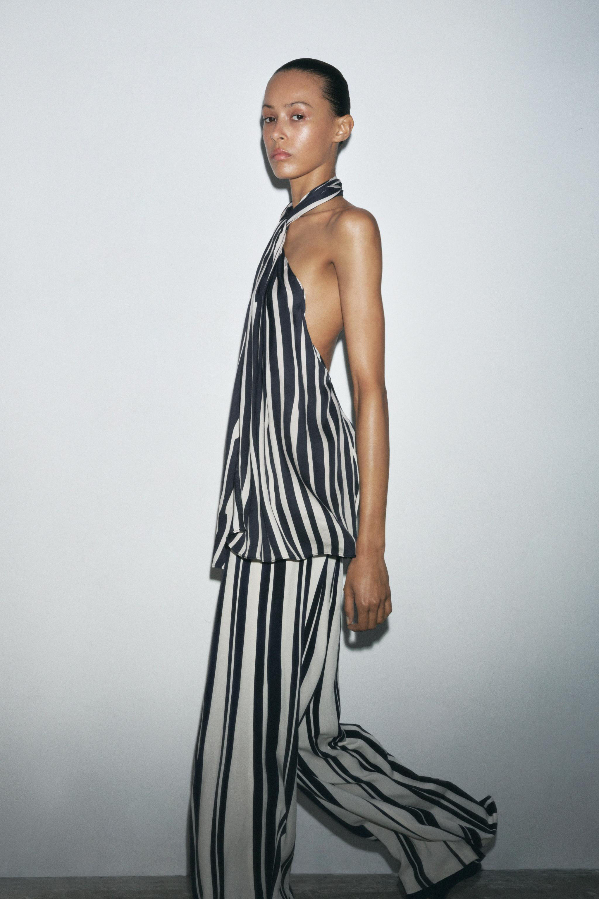 ZW COLLECTION STRIPE HALTER TOP | Zara US