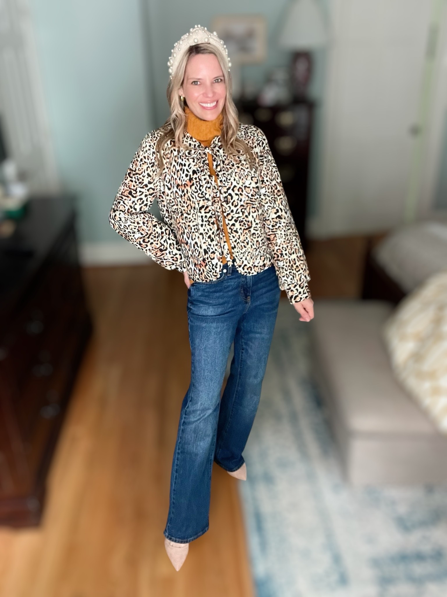 Casual chic with a pop of fall color 🍁✨ I styled a mustard turtleneck sweater with classic straight-leg denim for an effortlessly polished look. Nude pointed-toe heels elongate the legs while keeping it sleek and feminine. To add some personality, I layered on a leopard print jacket 🐆—the perfect statement piece that instantly elevates a simple jeans-and-sweater combo. A pearl headband ties it all together with a touch of glam, making this outfit ideal for fall errands, casual Fridays, or a coffee date.

⸻

: fall outfit inspo, mustard turtleneck sweater, straight leg jeans, leopard print jacket, pearl headband, fall casual style, chic everyday outfit, neutral pointed toe heels, autumn fashion trends, LTK fall outfits, classic chic fall look, elevated casual style


#LTKFindsUnder100 #LTKOver40 #LTKFindsUnder50

#LTKOver40 #LTKFindsUnder100 #LTKFindsUnder50