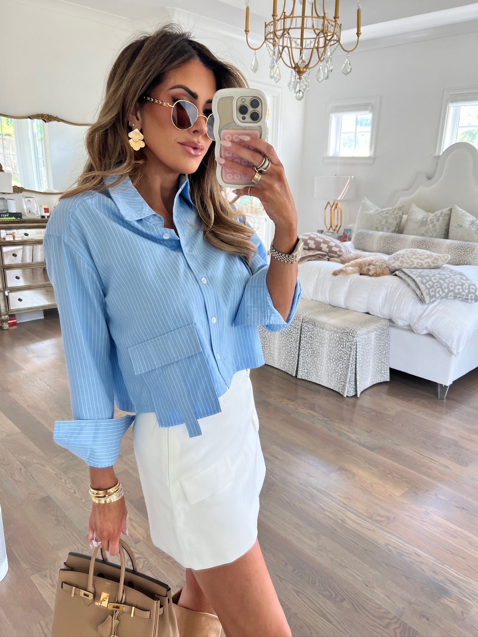 Wearing a size XS in everything! 
@walmartfashion #walmartpartner 

Fall fashion, summer fashion, crop top, cargo top, white skirt, gold sunglasses, affordable fashion, gold earrings, Emily Ann Gemma 

#LTKStyleTip #LTKSeasonal