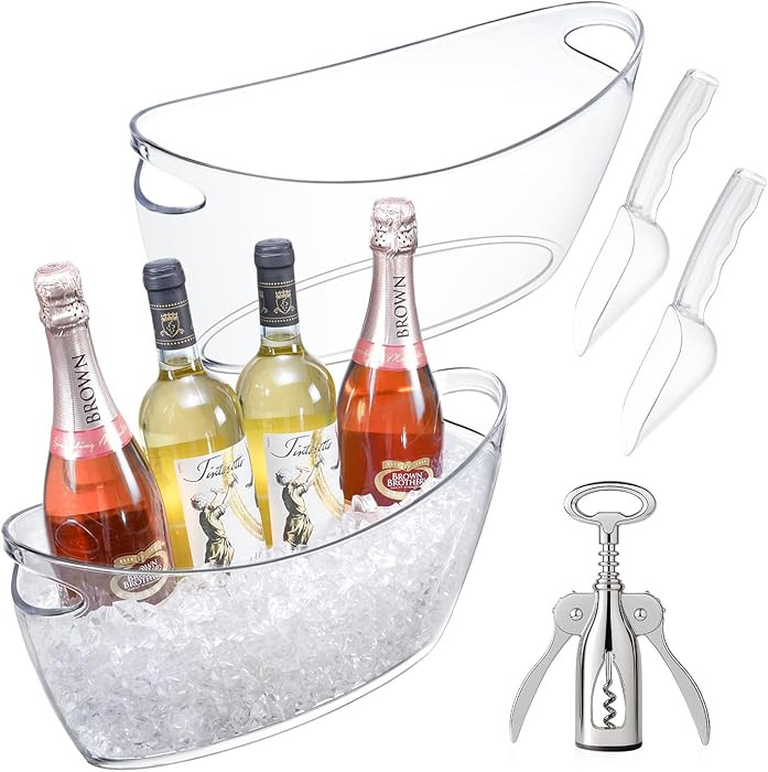 Ice Bucket for Parties, 2PCS Clear Acrylic Drink Buckets with Scoop & Metal Wine Bottle Opener, 5... | Amazon (US)