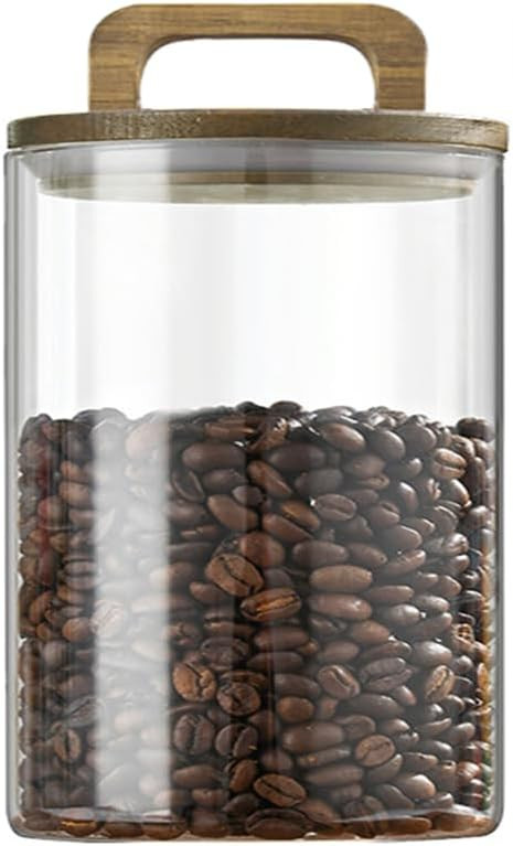 Glass Food Storage Containers, Clear Decorative Organizer Bottle Canister Pantry Jar with Air Tig... | Amazon (US)