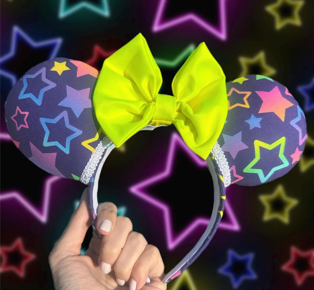 Wish Upon A Star Mouse Ears, Neon Star Mouse Ears, Paint the Night Mouse Ears, 70th Anniversary M... | Etsy (US)