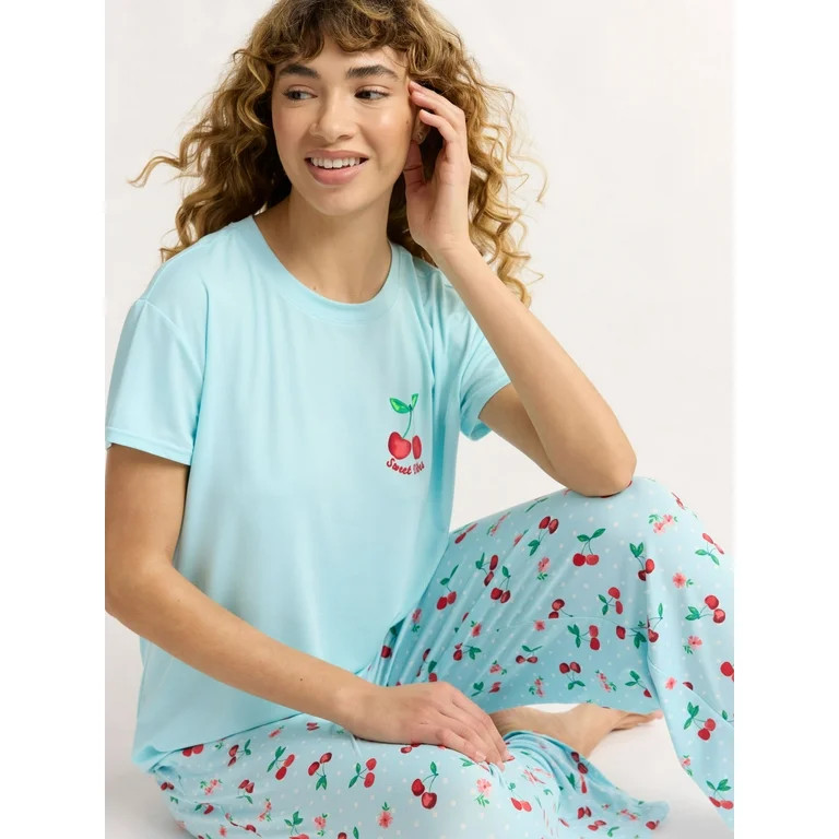 Joyspun Women's Sleep Tee and Pants Pajama Set, 2-Piece, Sizes XS to 3X - Walmart.com | Walmart (US)