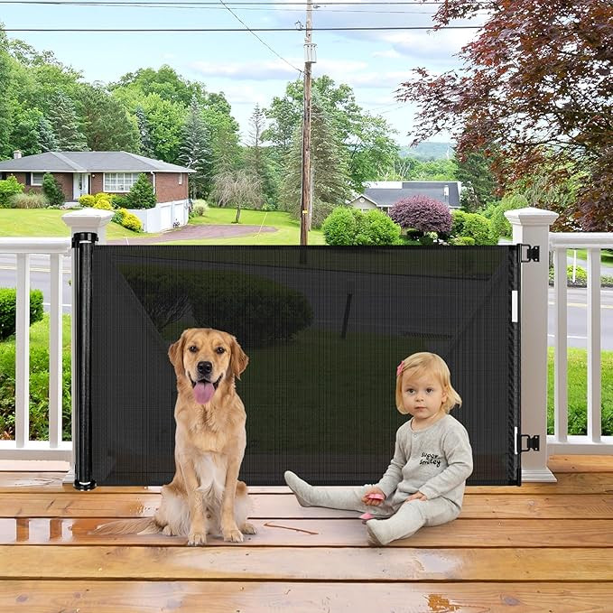 Retractable Baby Gates for Doorways 55 Inch Wide Retractable Dog Gates for The House Outdoor Dog ... | Amazon (US)