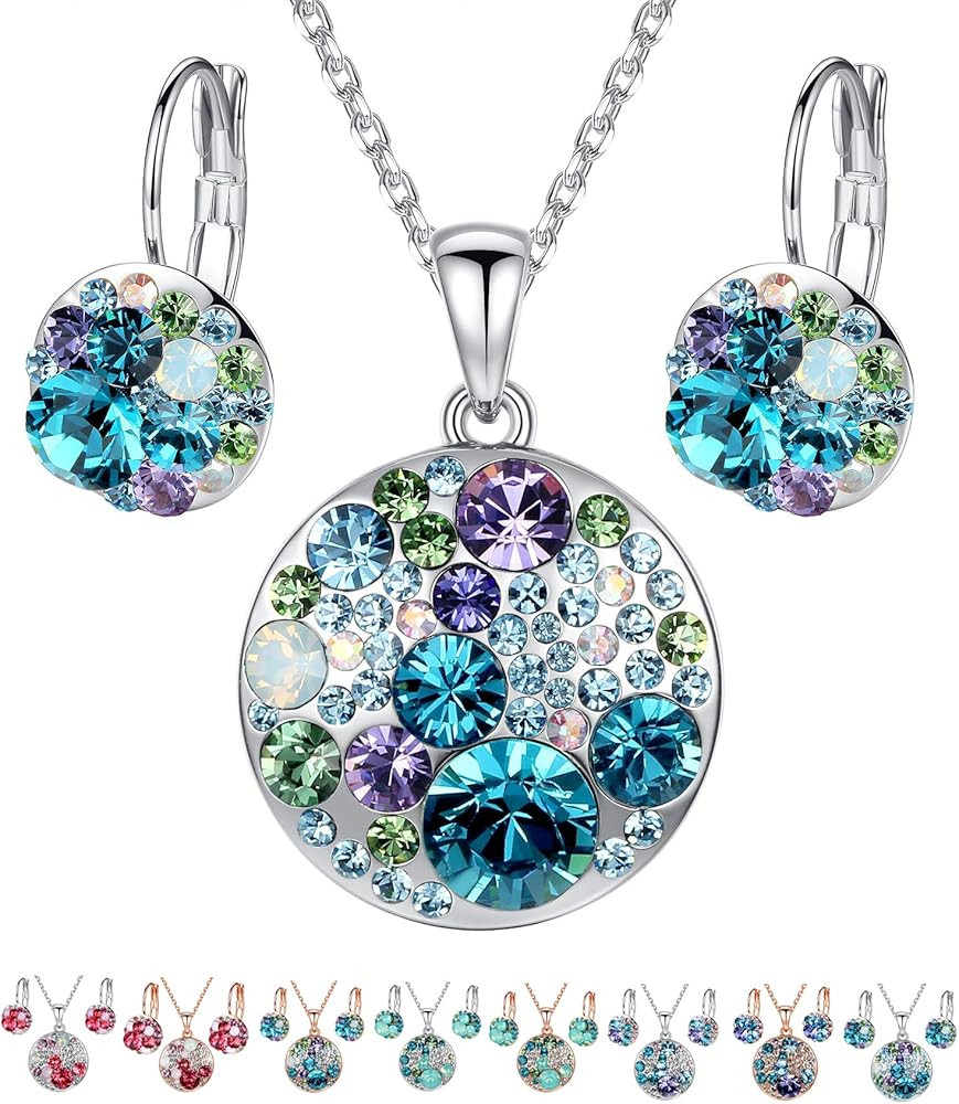 Leafael Ocean Bubble Women's Crystal Jewelry Set Costume Fashion Pendant Necklace Earring Set, Si... | Amazon (US)