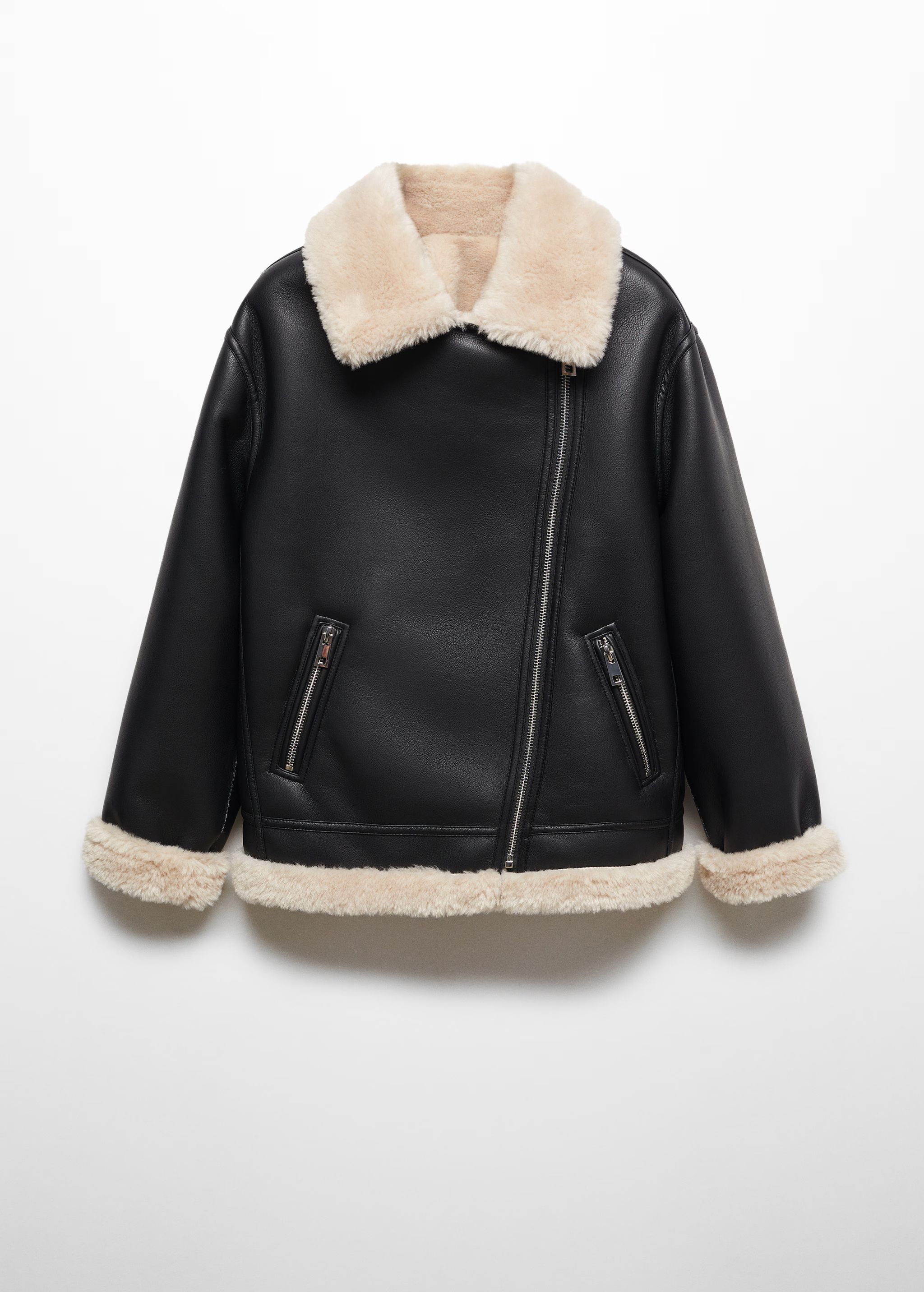 Faux shearling-lined jacket - Woman | MANGO USA | MANGO (US)