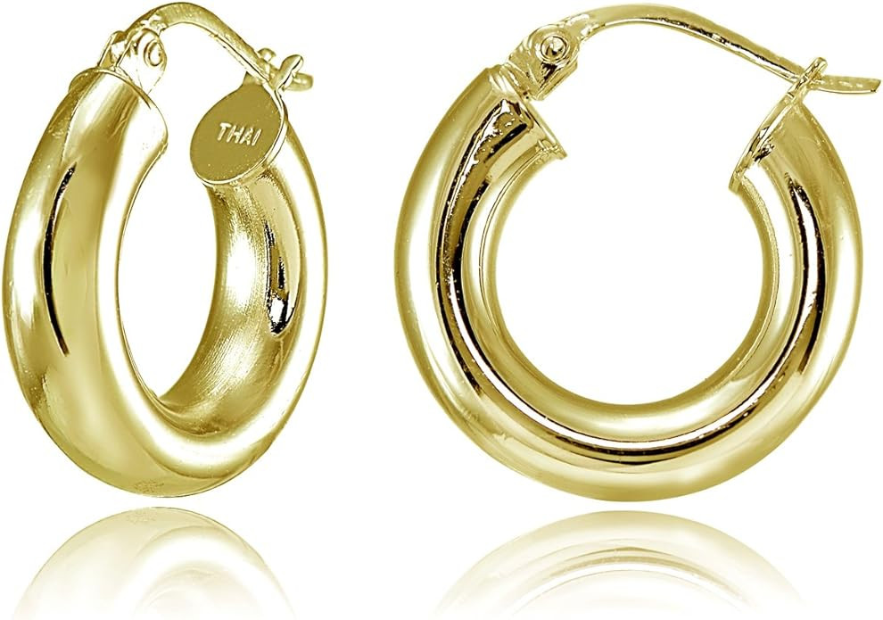 Hoops & Loops - Sterling Silver 4mm High Polished Click Top Hoop Earrings in Sizes 15mm - 25mm | ... | Amazon (US)