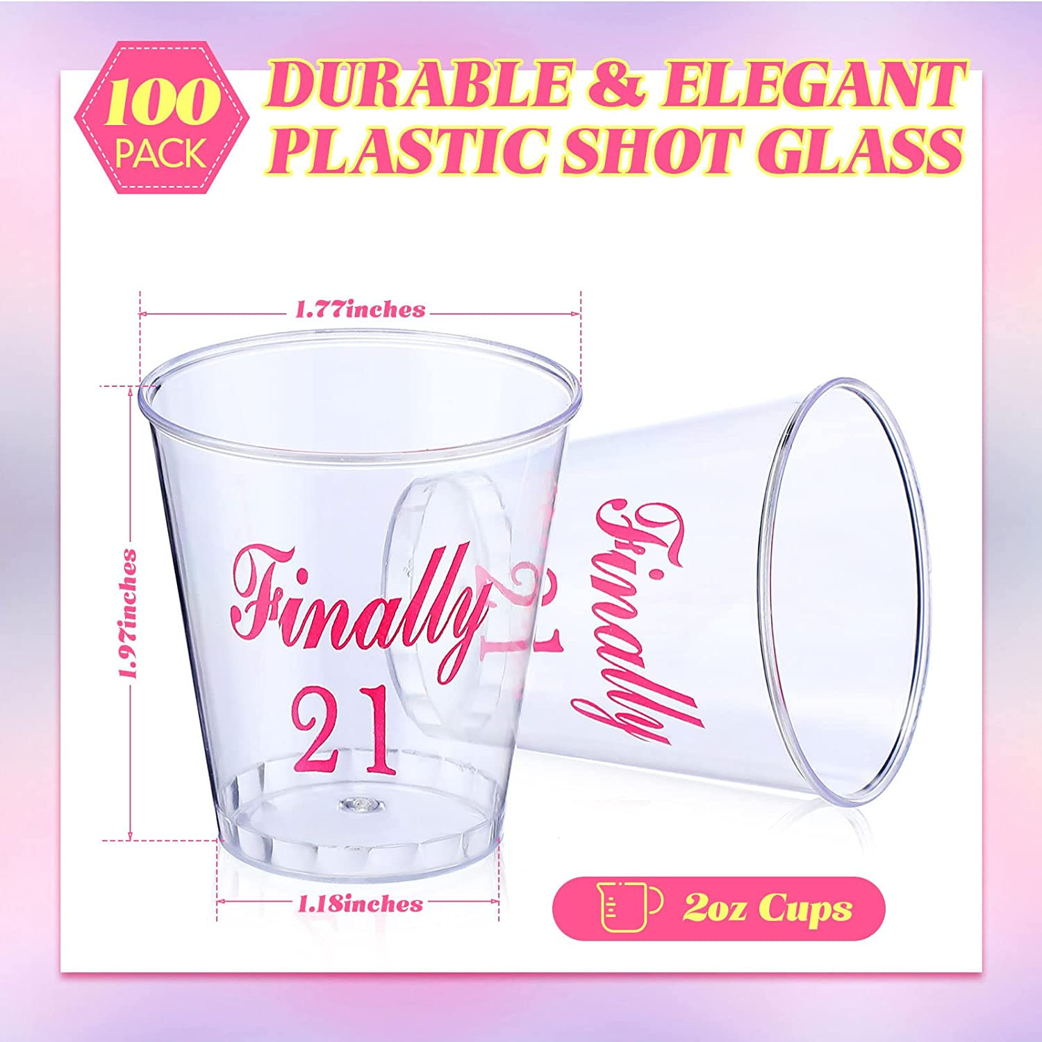 Nuogo 100 Pcs Finally 21 Plastic Shot Glass 21st Birthday Gift Celebrate Twenty One 21st Birthday... | Amazon (US)
