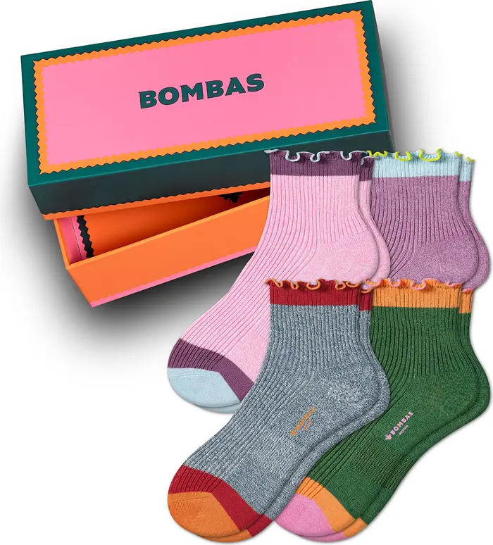 Bombas 4-Pack Frilly Edge Quarter Crew Socks | Nordstrom | Nordstrom