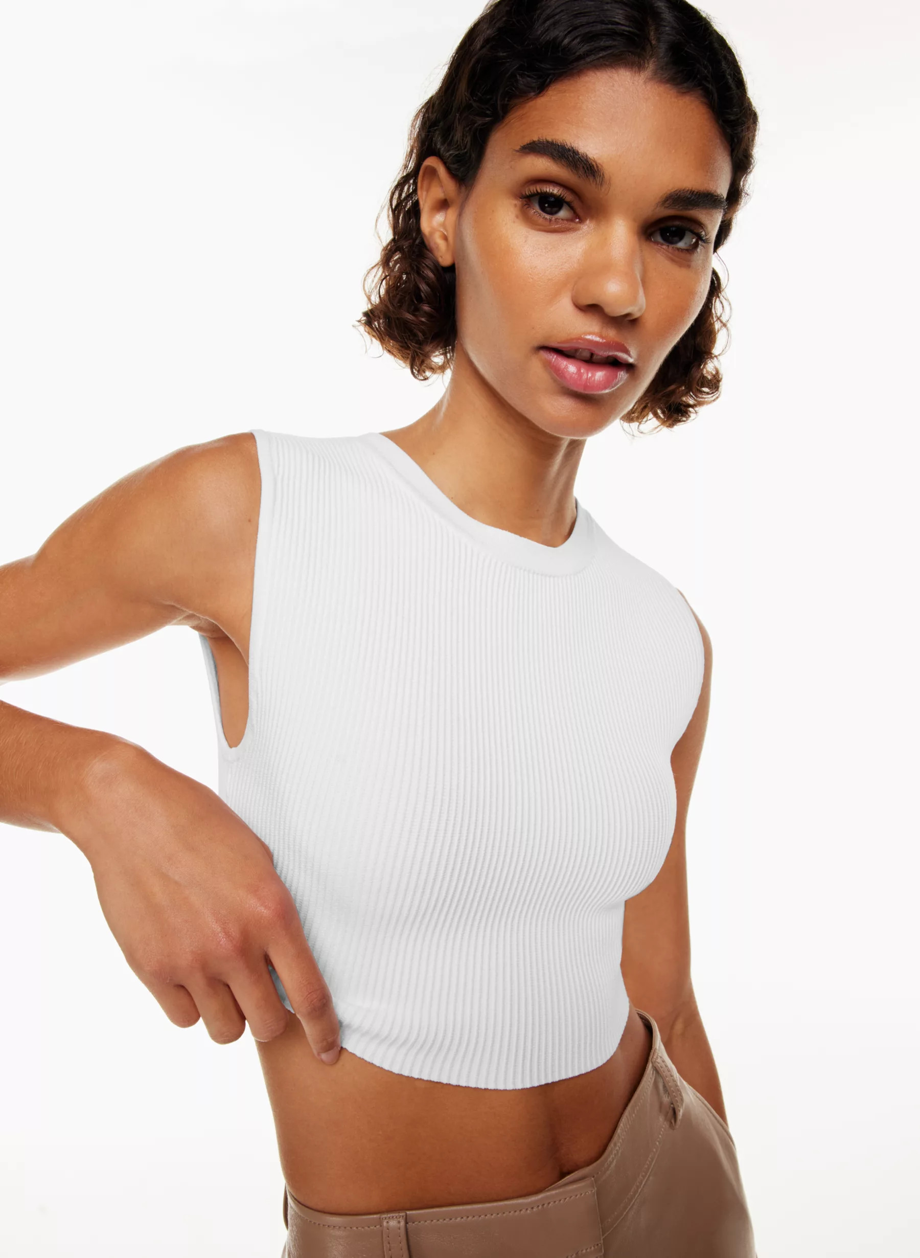 SCULPT KNIT MUSCLE CROPPED TANK | Aritzia