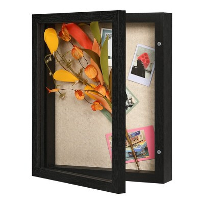 8x10 Shadow Box Frame with Linen Back - Real Glass, Push Pins Included, Sturdy Rustic Memory Display Case, Fits 6.8x8.8 Inserts | Target