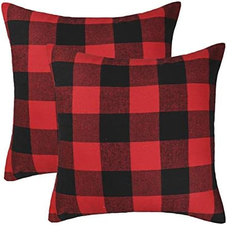 4TH Emotion Set of 2 Christmas Buffalo Check Plaid Throw Pillow Covers for Christmas Decorations ... | Amazon (US)
