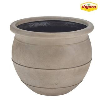 14 in. Stonington Medium Gray Stone Finish Clay Pot (14 in. D x 11.6 in. H) | The Home Depot