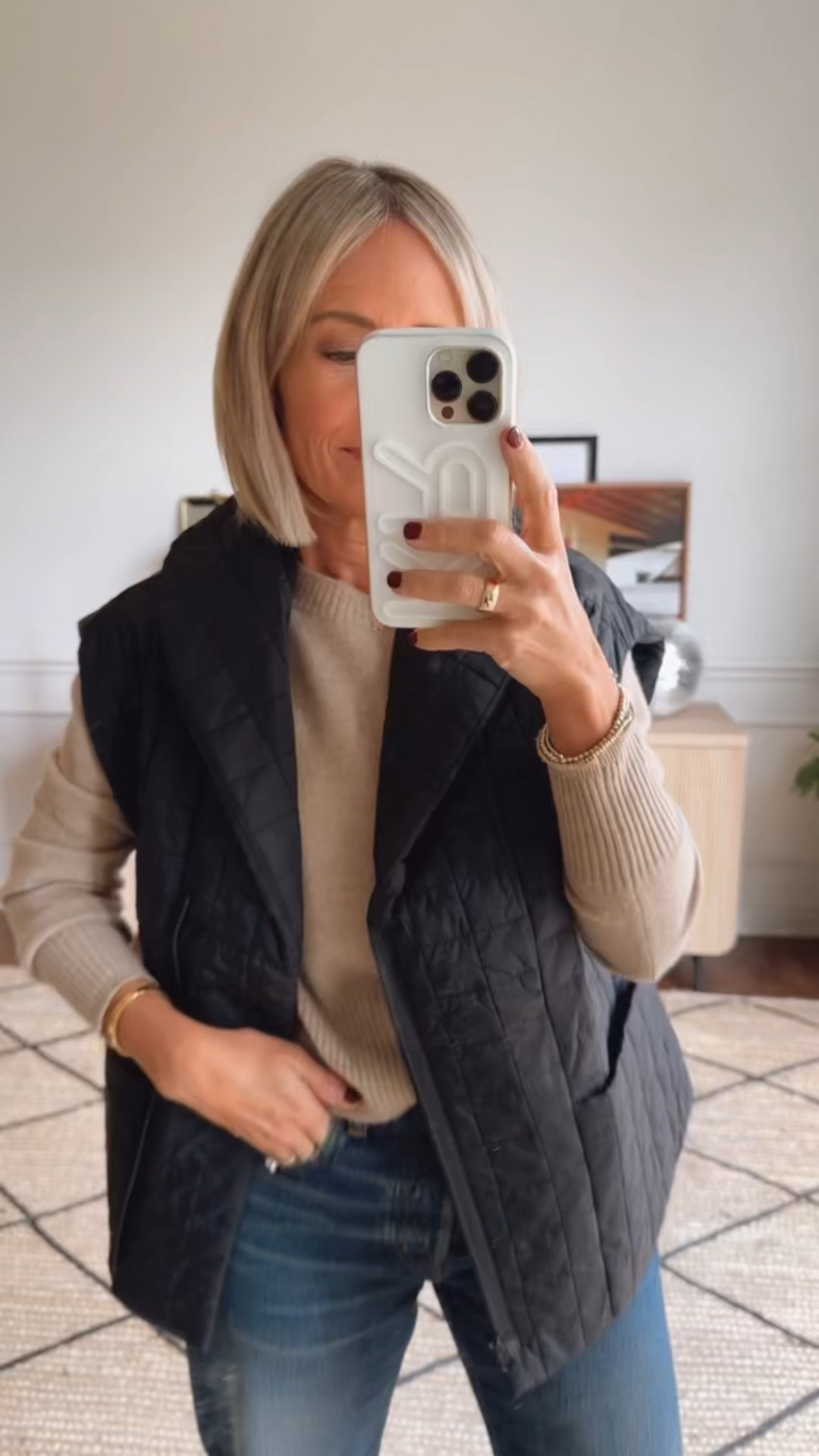 easy outfit for a day on the go
vest- xs
jeans/ my smaller size
cashmere sweater - sized up to small
boots

#LTKShoeCrush #LTKOver40 #LTKStyleTip