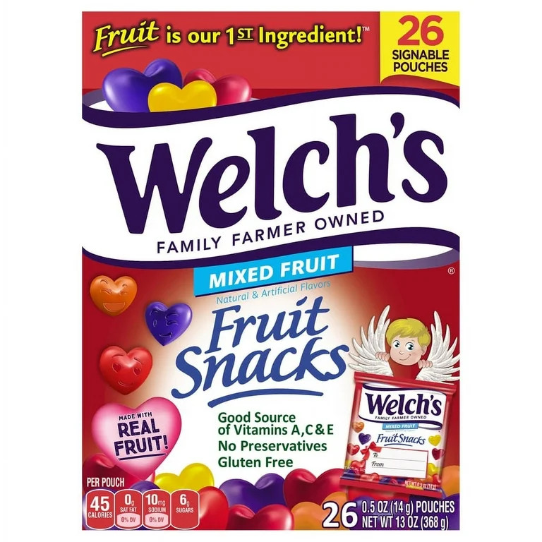 Welch's Valentine's Day Fruit Snacks Mixed Fruit 26 Ct | Walmart (US)