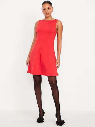 Sleeveless Ponte-Knit Mini Swing Dress | Old Navy (US)