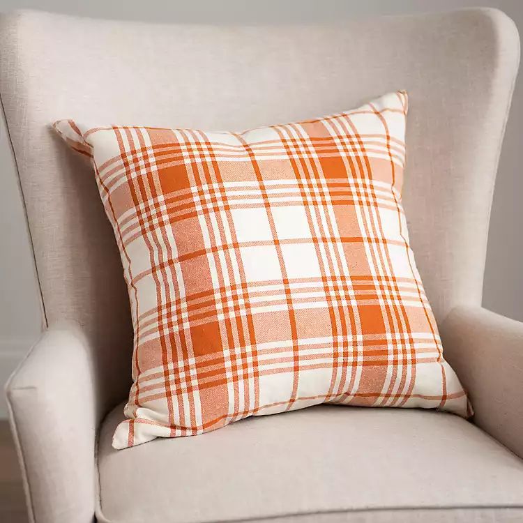 Terracotta Rita Plaid Open Feather Fill Pillow | Kirkland's Home
