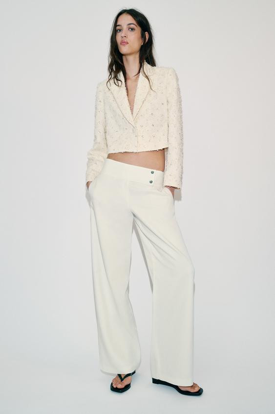 CROPPED FRINGED BEADED BLAZER | Zara UK
